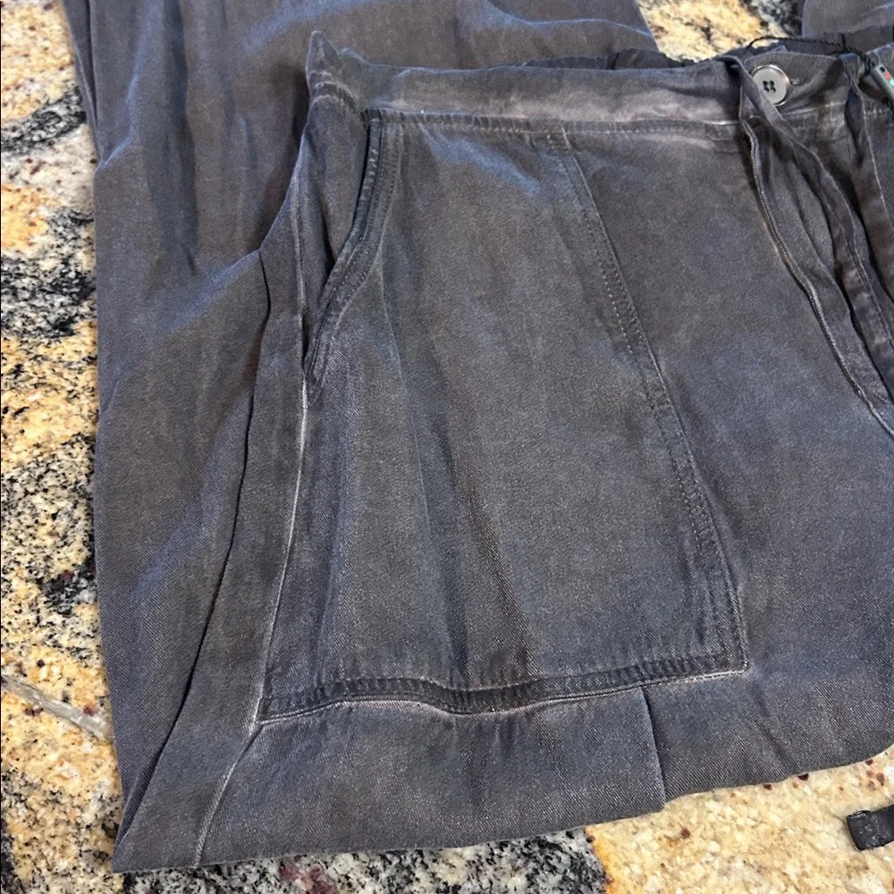XCVI wide leg distressed drawstring wide leg pants medium gray - Picture 4 of 11